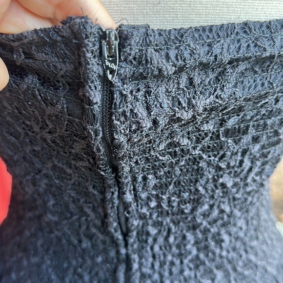 Vintage Lace Chiffon Black Strapless Dress Sz7-8 - Picture 12 of 13